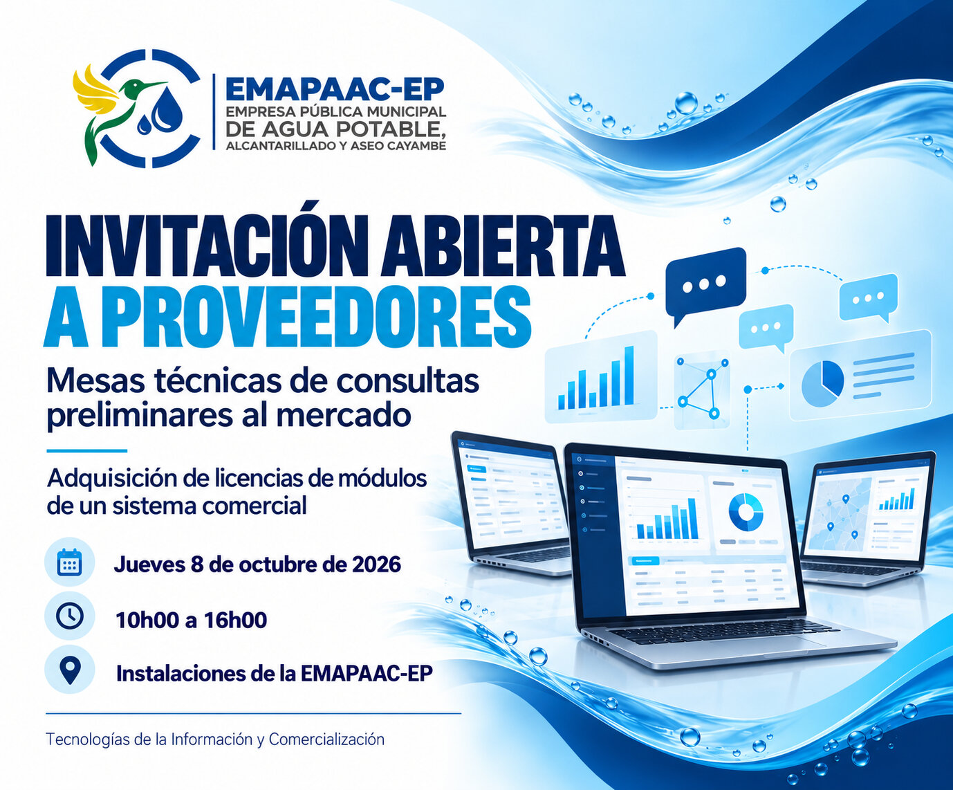 EMAPAAC-EP invita a proveedores a participar en mesas tecnicas sobre licencias de un sistema comercial